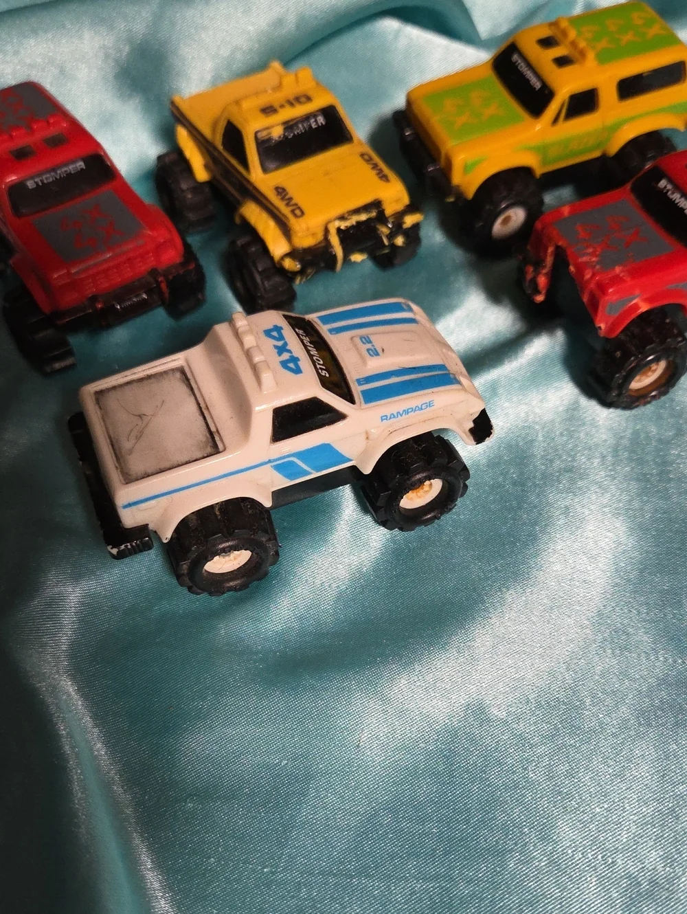 Assorted Kids Toy Monster Trucks - Red, Yellow, Green, White. Mcdonalds Toy Truc